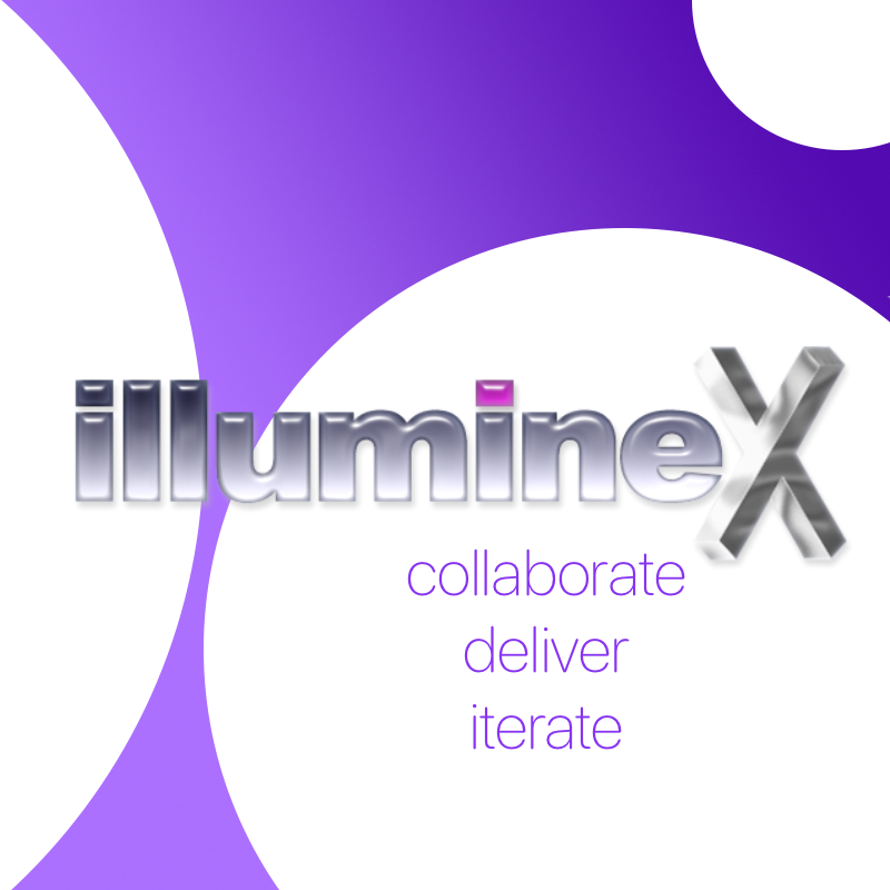 illumineX logo collaborate deliver iterate